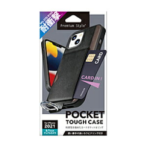 PGA iPhone 13 �Ή� 6.1inch 2�� �|�P�b�g�t �n�C�u���b�h�^�t�P�[�X �u���b�N Premium Style PG-21KPT04BK PG21KPT04BK �y864�z