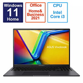 ASUS(エイスース) ノートパソコン Vivobook 16X (K3604) インディーブラック K3604ZA-MB035WS ［16.0型 /Windows11 Home /intel Core i3 /メモリ：8GB /SSD：256GB /Office HomeandBusiness /日本語版キーボード /2023年4月モデル］ K3604ZAMB035WS