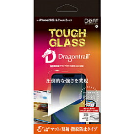 DEFF iPhone2022 6.7inch 2眼用ガラスフィルム マット/防指紋 「TOUGH GLASS」 DGIP22LM2DF [振込不可]