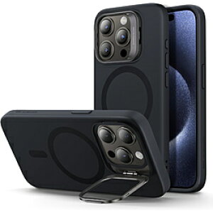 ESR iPhone 15 Proi6.1C`jX^htVRP[X ESR Black CloudSoftCasewithStashStandforiPhone15Pro CloudSoftwithstand
