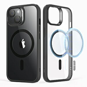 ESR iPhone 15�i6.1�C���`�j�n�C�u���b�h�P�[�X ESR Clear Black ClassicHybridCase(HaloLock)CompatiblewithiPhone15 ClassicHybridCase