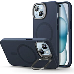 ESR iPhone 15 Plusi6.7C`jX^htVRP[X ESR Dark Blue CloudSoftCasewithStashStandforiPhone15Plus CloudSoftwithstand