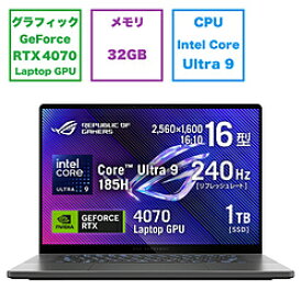 ASUS(エイスース) ゲーミングノートパソコン GU605MI-U9R4070G ROG Zephyrus G16 GU605(RTX 4070) エクリプスグレー[16.0型 /Windows11 Home /intel Core Ultra 9 /メモリ：32GB /SSD：1TB /2024年3月モデル] GU605MIU9R4070G