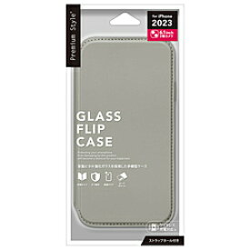 PGA iPhone 15 ガラスフリップケース Premium Style グレー PG-23AGF04GY PG23AGF04GY