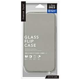 PGA iPhone 15 Pro ガラスフリップケース Premium Style グレー PG-23BGF04GY PG23BGF04GY