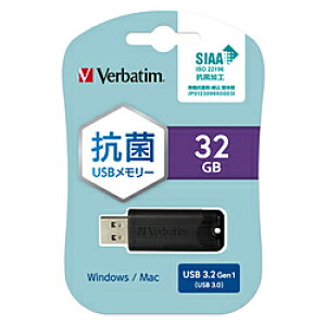 VERBATIMJAPAN USB������ SIAA�R��(Mac/Win) �u���b�N KUSBSPS32GZV1 �m32GB /USB TypeA /USB3.2 /�X���C�h���n KUSBSPS32GZV1