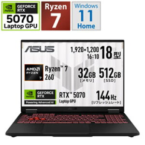 ASUS(GCX[X) FA808UP-R7R5070 Q[~Om[gp\R TUF Gaming A18 FA808UP(RTX 5070) CF[K[O[ m18.0^ /Windows11 Home /AMD Ryzen 7 /F32GB /SSDF512GB /{ŃL[{[h /2025N6f