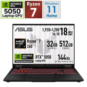 ASUS(GCX[X) FA808UH-R7R5050 Q[~Om[gp\R TUF Gaming A18(RTX 5050) CF[K[O[ m18.0^ /Windows11 Home /AMD Ryzen 7 /F32GB /SSDF512GB /{ŃL[{[h /2025N6fn FA808U