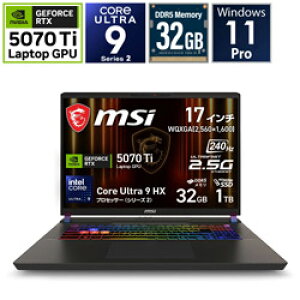 MSI(�G���G�X�A�C) �Q�[�~���O�m�[�g�p�\�R�� Vector 17 HX AI A2XW(RTX 5070Ti) �R�X���X�O���C Vector-17-HX-AI-A2XWHG-6369JP [17.0�^ /Windows11 Pro /intel Core Ultra 9 /�������F32GB /SSD�F1TB /2026�N2�����f��] VECTOR17A2XWHG