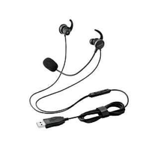 ELECOM(�G���R��) �w�b�h�Z�b�g �L�� USB �ڑ� �J�i���^ �}�C�N�t�� ������ ���ʒ��� �~���[�g�@�\ �y Windows Mac Chrome LINE ZOOM Meet Teams Webex �Ή� �z �u���b�N �u���b�N HS-EP21SUBK �mUSB /���� /�C���z��
