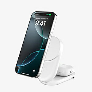 BELKIN UltraCharge Qi2 25W 2-in-1 �܂肽���ݎ��}�O�l�b�g�[�d�� ���E���h�^ �z���C�g WIZ039dqWH �m�}���`�^ /Qi2 25W�Ή��n WIZ039DQWH