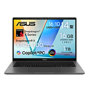 ASUS(�G�C�X�[�X) �m�[�g�p�\�R�� Vivobook S14 �}�b�g�O���[ S3407QA-PU161GR �mCopilot+ PC /14.0�^ /Windows11 Home /Snapdragon X /�������F16GB /SSD�F1TB /���{��ŃL�[�{�[�h /2025�N11�����f���n S3407QAPU161GR