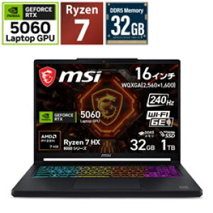 MSI(�G���G�X�A�C) �Q�[�~���O�m�[�g�p�\�R�� Crosshair A16 HX E8W(RTX 5060) �u���b�N Crosshair-A16-HX-E8WFK-2719JP [16.0�^ /Windows11 Home /AMD Ryzen 7 /�������F32GB /SSD�F1TB /2026�N6�����f��] CROSSHAIRA16E8WF2719