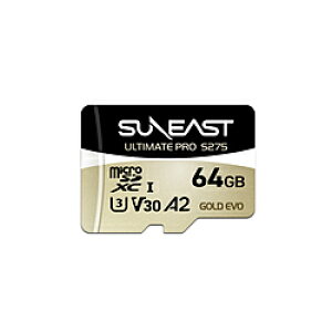 SUNEAST ULTIMATE PRO S275 GOLD EVO microSDXC�J�[�h 64GB UHS-I Class10 V30 A2 �ő�Ǎ����x250MB/s �ő发�����x190MB/s 5�N�ۏ� SD�ϊ��A�_�v�^�[�t SE-MS1064G23G1F SE-MS1064G23G1F �mClass10 /64GB�n SE-MS1064G23G1F