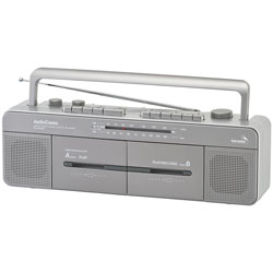 オーム電機 ステレオダブルカセットレコーダー 開店祝い オリジナル AudioComm シルバー RCSW960R ワイドFM対応 RCS-W960R
