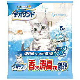 【ユニチャーム Unicharm】ユニチャーム デオサンド 香りで消臭する紙砂 ナチュラルソープの香り 5L 猫砂 トイレ