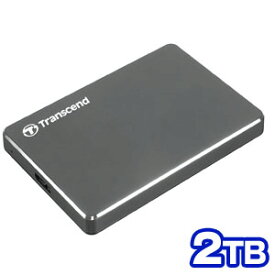 【トランセンド Transcend】USB3.1 Gen 1 2.5インチ スリムタイプ ポータブルHDD 2TB TS2TSJ25C3N アイロングレー