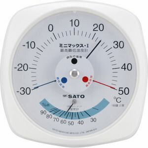 【佐藤計量器製作所 skSATO】佐藤計量器 7308-00 ミニマックス1型最高最低温度計 湿度計付き