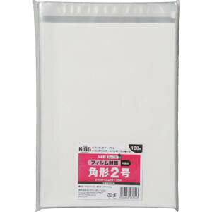 【キングコーポレーション】キングコーポレーション FFWK2Q100 フィルム封筒角2片面白テープ付100枚