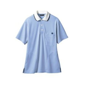 【住商モンブラン】住商モンブラン 32-5033 ポロシャツ 兼用 半袖 ブルー 白 Lサイズ