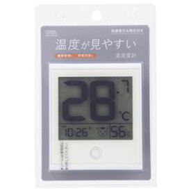 【オーム電機 OHM】オーム電機 OHM TEM-200B-W 温度が見やすい温湿度計 快適表示&時計付き ホワイト