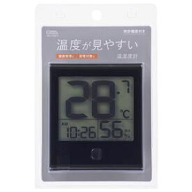 【オーム電機 OHM】オーム電機 OHM TEM-210B-K 温度が見やすい温湿度計 時計機能付き ブラック