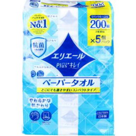 【大王製紙】大王製紙 エリエール Plus+キレイ ペーパータオル コンパクトタイプ 200組 400枚 ×5個パック