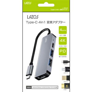 �y���\�X Lazos�z���\�X L-CHU4 Type-C 4in1 �ϊ��A�_�v�^�[