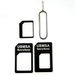 �y�����΂��`�zSIM�J�[�h�ϊ��A�_�v�^ 3in1 SIM�s���t�� 4�_�Z�b�g microSIM/nanoSIM�Ή�
