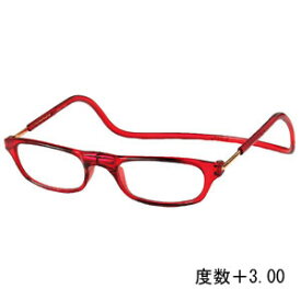 【オーケー光学 OHKEI】オーケー光学 クリック リーダー レッド 度数+3.00 老眼鏡 CliC Readers
