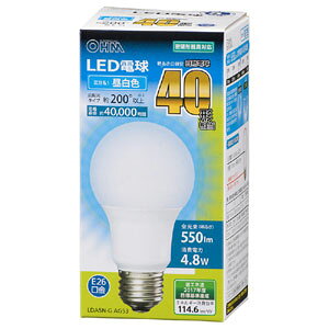 �y�I�[���d�@ OHM�z�I�[���d�@ LDA5N-G AG53 LED�d�� LED�d�� E26 40�`���� �����F 550lm 06-3082
