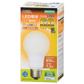 【オーム電機 OHM】オーム電機 LDA7L-G AG53 LED電球 LED電球 E26 60形相当 電球色 810lm 06-3083