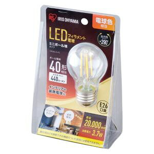 【アイリスオーヤマ IRIS】アイリスオーヤマ ミニボール球 E26 40W相当 電球色 LDG4L-G-FC