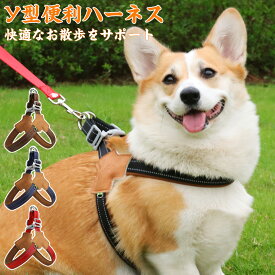 犬 ハーネス 犬用ハーネス Y型ハーネス 小型犬 中型犬 胴輪 軽量 反射テープ 夜間散歩 通気 ネオプレーン 抜けにくい サイズ調整可能 ナイロン製 おしゃれ 3色