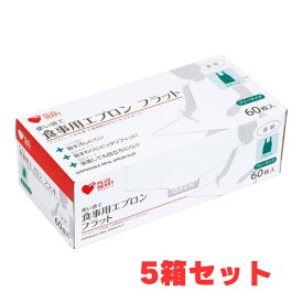 【5個セット】使い捨て食事用エプロン フラット 73763 60枚 透明 フリーサイズ （プラスハート オオサキメディカル 介護）