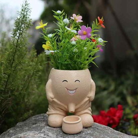 植木鉢 プランター 小便小僧風 ズボン脱ぎ オブジェ かわいい ユニーク ドッキリジョークグッズ 樹脂製 ガーデン 庭 屋外 玄関 飾り ポット ホワイト ブラウン
