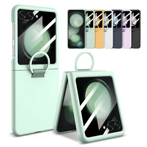 Galaxy Z Flip7 �P�[�X �J�o�[ �܂肽���݌^ �T�u�f�B�X�v���C�t���ی�t�B���� �����K���X�t�B�����t�� ��̌^�����O�t�� �X�^���h�@�\ �V���v�� �X�g���b�v�� �T Samsung ������