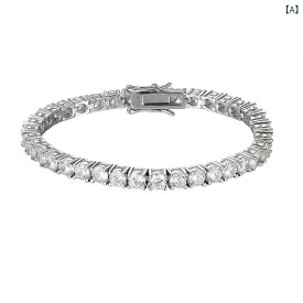 ブレスレット 男女兼用 4mm ジルコニア テニスチェーン ヒップホップ シンプル 上品 カップル ペア 高級感 きらめく 埋め込み 一連 純銀 925シルバー ストリート 普段使い 金属メッキ加工