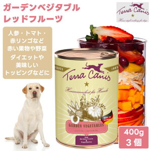 Terra Canis テラカニス ガーデンベジタブル レッドフルーツ&ベジタブル 400g 3個 1200g ドッグフード 缶詰 ウェットフード 人参 トマト 赤リンゴ 低カロリー 無添加 ヒューマングレード 人間用食