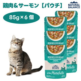 ナチュラルバランス オリジナルウルトラ プレートフル 成猫用 鶏肉＆サーモンレシピ グレインフリー 85gx6個 キャットフード 猫 餌 ウェットフード パウチ グレービーソース NATURAL BALANCE