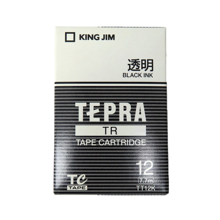 【新品未開封・箱難あり】キングジム 純正品 テプラ TRテープカートリッジ 透明ラベル TT12K 12mm 透明 黒文字テプラTR テープ 【アウトレット・訳あり】 安心家電販売 PCあきんど テプラテープ キングジム