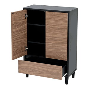 JKプラン 6デザインキャビネット リビングチェスト FSI-0005-BKBR ブラック×ブラウン おしゃれ キャビネット 引き出し リビングボード 北欧 扉付き チェストラック 木製 薄型 コンパクト 脚付き