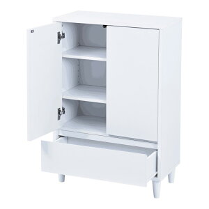 JKプラン 6デザインキャビネット リビングチェスト FSI-0005-WH ホワイト おしゃれ キャビネット 引き出し リビングボード 北欧 扉付き チェストラック 木製 薄型 コンパクト 脚付き ラック 3段