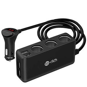 Te-Rich VK[\Pbg usb ԍڏ[d \Pbg 3A 4USB|[g ő6.8A/5V }[d 12V/24VԑΉ LEDt I[gd X}[g 12ۏ (ubN)