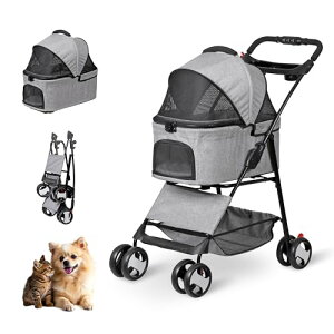 Foldable Pet Stroller ybgJ[g 4 ܂肽  J[g O\ ybgxr[J[ ybgoM[  oM[  ω׏d20kg ^ ^ V h y [JS hNz_