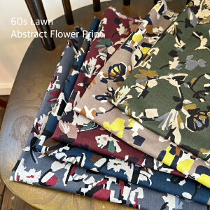 60ローン アートフラワー 抽象柄 モード コットン 大人 上品 洗練 ブラウス ワンピース スカート ストール