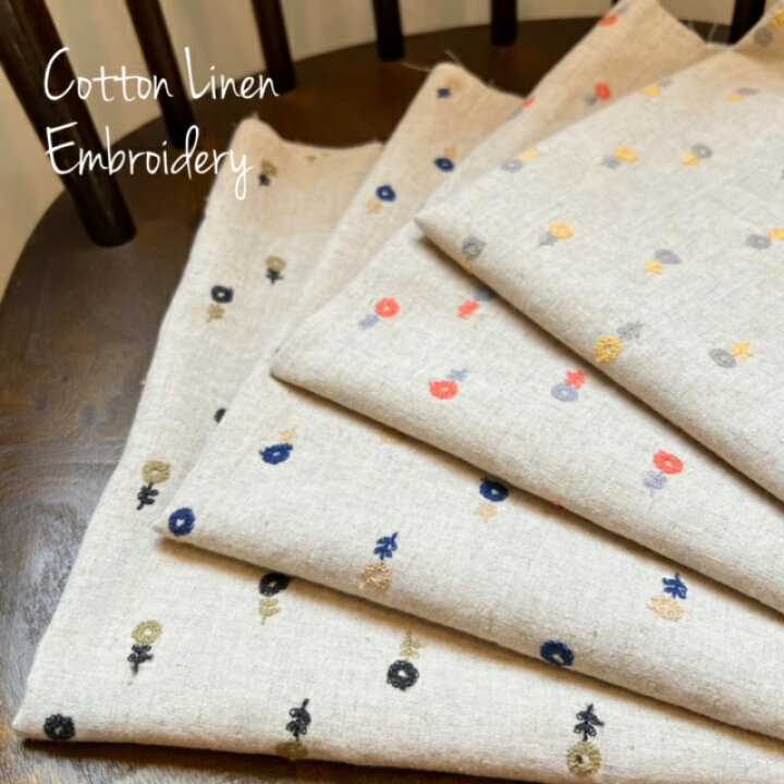 楽天市場】コットン リネンシーチング レース 花柄 刺繍 リネン エン 
