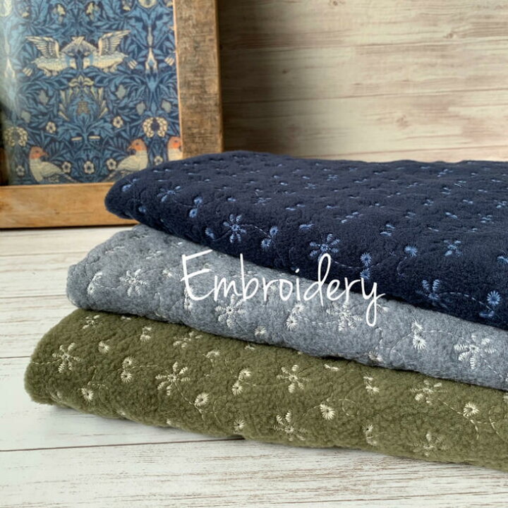 楽天市場 エンブロイダリー 刺繍 フリース 生地 冬 Okb Fabric