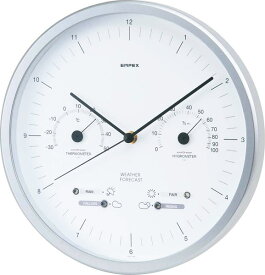 時計：温湿度計、天気予測付きアナログ掛け時計EX-5471（壁掛） 温度計 湿度計 送料無料