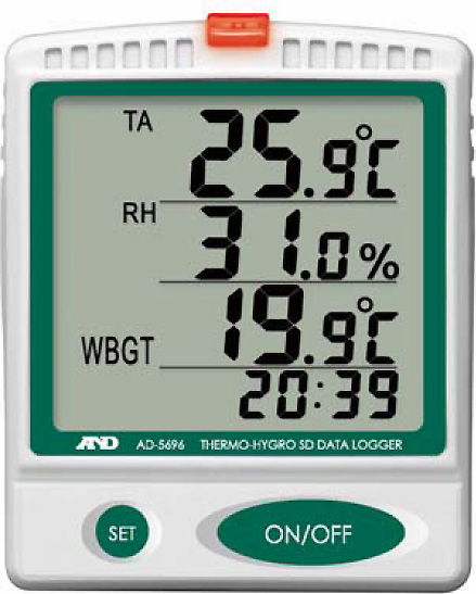 熱中症対策に！温湿度、熱中症指数をSDカードに記録・保管できる！ 湿度計 温度計 温湿度計 デジタル 温度湿度計 熱中症計 WBGT計 湿度計 温度計 温湿度計 デジタル 温度湿度計 AD データロガー AD-5696 送料無料